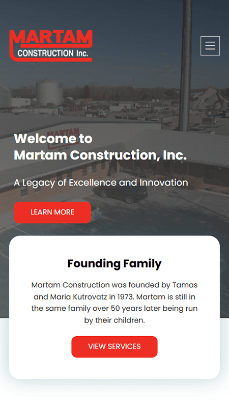 Webpage explaining why traffic congestion persists, with photos of busy highways, red warning icons, and text describing issues with widening roads, induced demand, and alternative solutions for better traffic management. The page also explores how construction companies like Martam Construction play a role in developing smart building services to support more sustainable infrastructure and ease long-term congestion.