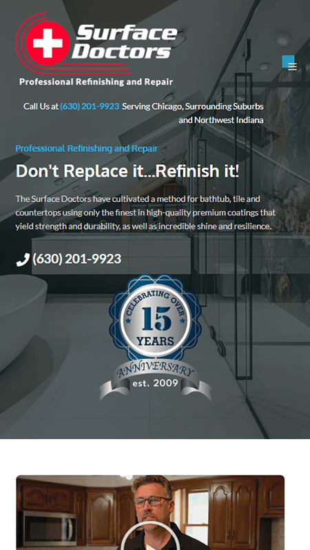 Screenshot of a website for CertaPro Painters, featuring service highlights, customer testimonials, trust badges, contact button, FAQ, and social media links, with a dark footer and multiple awards displayed.
